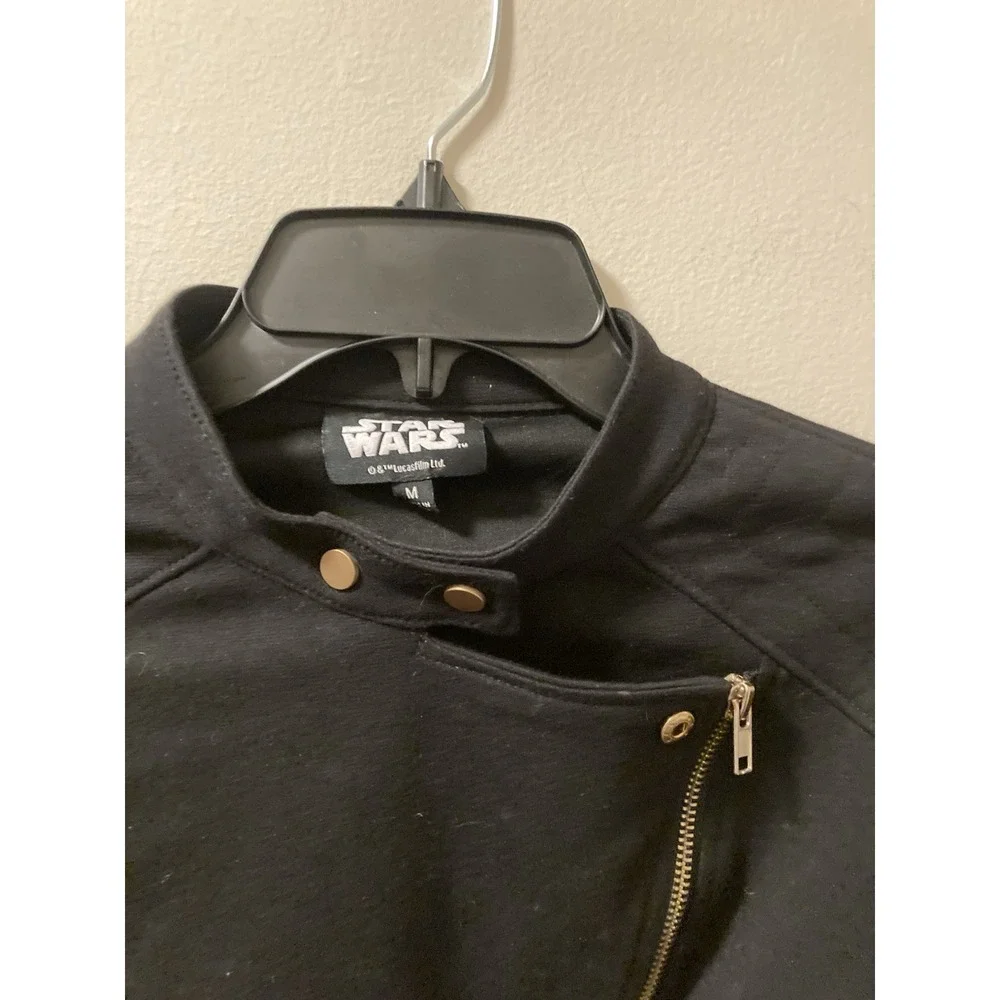 Star Wars Moto Jacket Black Rebel Faux Leather Zip Front Sz M - Picture 4 of 11